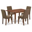 Pemberly Row 5-Piece Wood Dining Set with Mahogany Table & Coffee Chairs