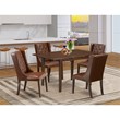 Pemberly Row 5-Piece Wood Dining Table Set Mahogany Faux Leather Chairs