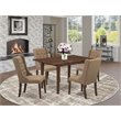 Pemberly Row 5-Piece Mahogany Dining Set with Light Sable Linen Chairs
