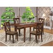 Pemberly Row 5-Piece Dining Set with X-Back Chairs Mahogany and Linen