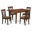 Pemberly Row 5-Piece Dining Set with X-Back Chairs Mahogany and Linen