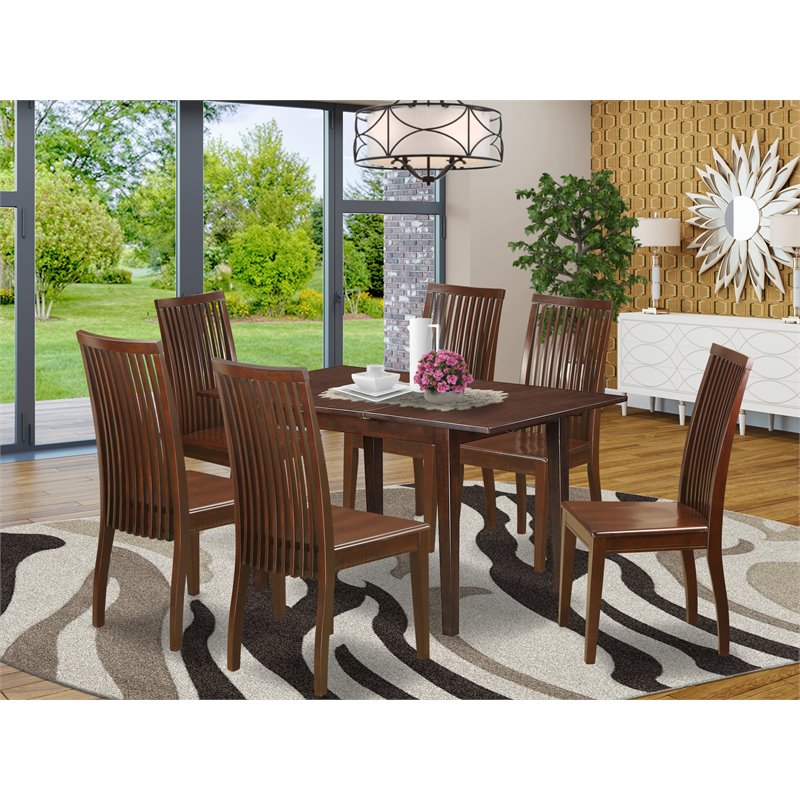 Pemberly Row 7-Piece Wood Dining Room Set with Mahogany Finish