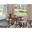 Pemberly Row 3pc Dining Set w/ Parson Chairs in Mahogany/Light Fawn