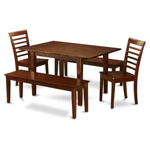 Pemberly Row 5-Piece Mahogany Wood Kitchen Set with Bench