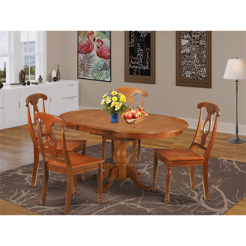 Pemberly Row 5-Piece Saddle Brown Wood Dining Table Set with Chairs