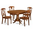 Pemberly Row 5-Piece Saddle Brown Wood Dining Table Set with Chairs