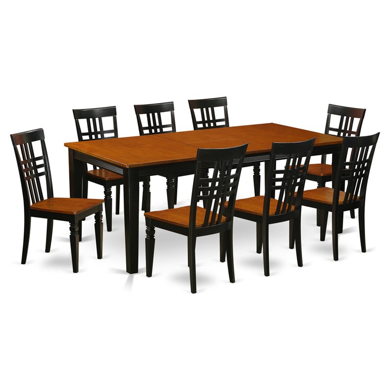Pemberly Row 9-Piece Wood Dining Table Set with Cherry & Black Finish