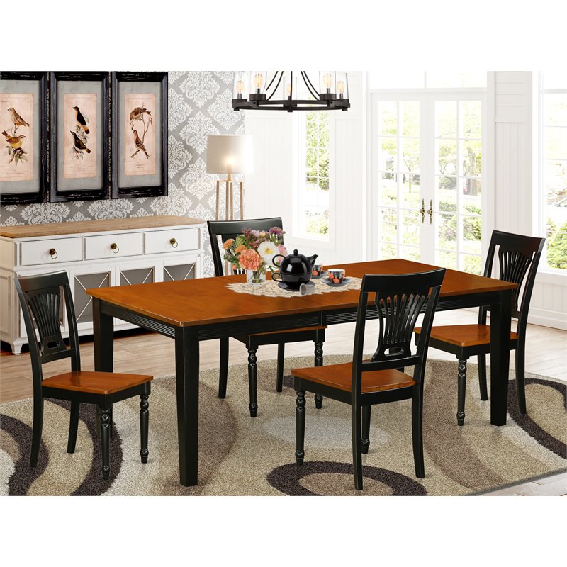 Pemberly Row 5-Piece Wood Dining Table Set with Black/Cherry Finish