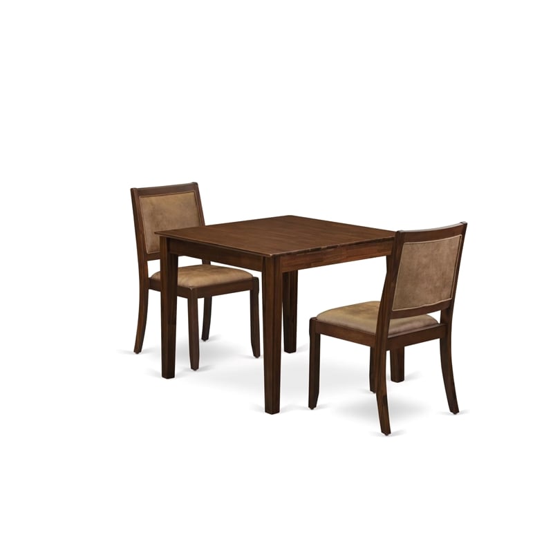 Pemberly Row 3-Piece Dining Set in Walnut Finish with Faux Leather Seats
