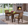 Pemberly Row 3-Piece Dining Set in Walnut Finish with Faux Leather Seats