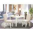 Pemberly Row 3-Piece Dining Set in Linen White and Light Beige Fabric