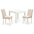 Pemberly Row 3-Piece Dining Set in Linen White and Light Beige Fabric