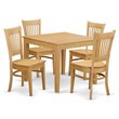 Pemberly Row 5-Piece Square Wood Dinette Set with Oak Finish