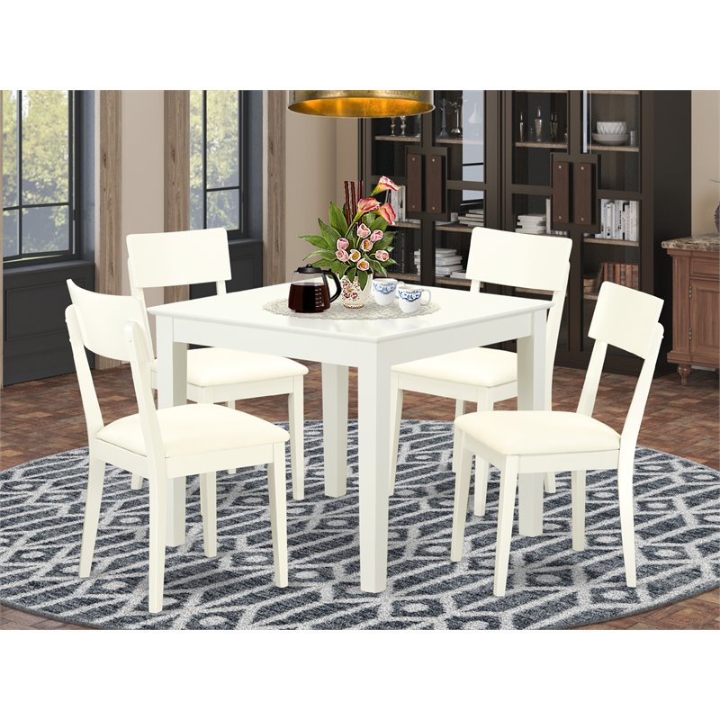 Pemberly Row 5-Piece Wood Dinette Set in Linen White Finish