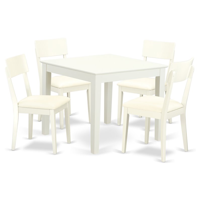 Pemberly Row 5-Piece Wood Dinette Set in Linen White Finish