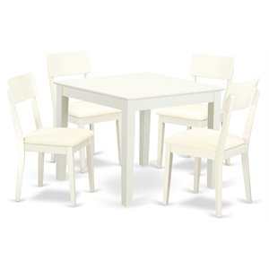 Pemberly Row 5-Piece Wood Dinette Set in Linen White Finish