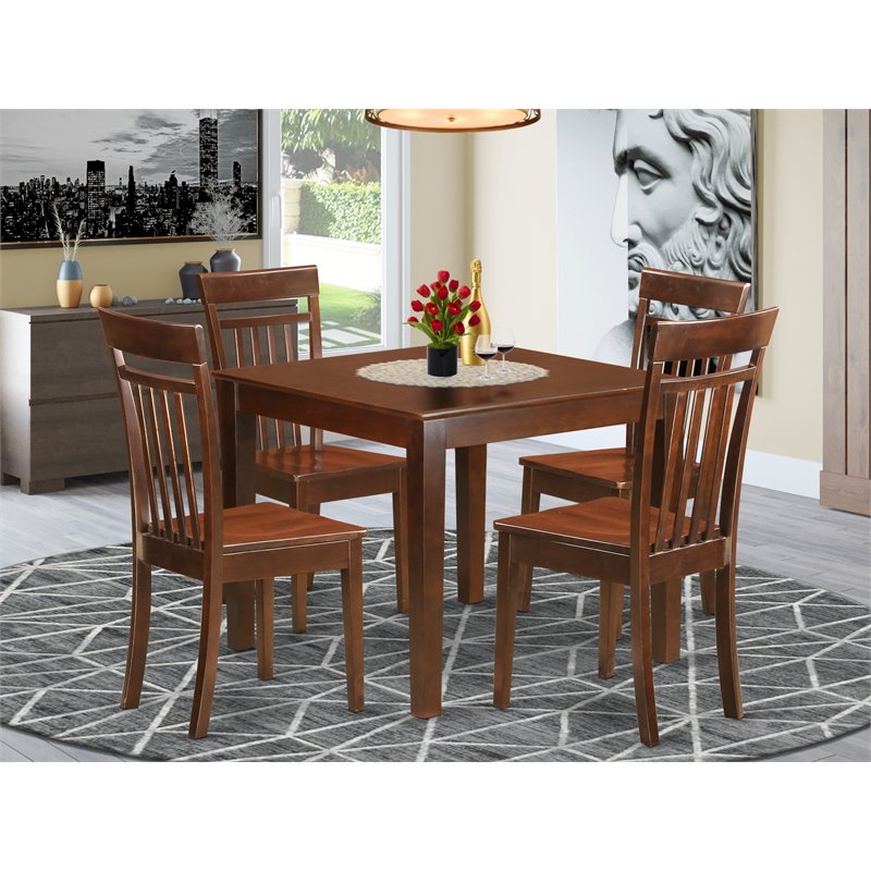 Pemberly Row 5-Piece Mahogany Kitchen Table Set with Wood Seats