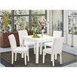 Pemberly Row 5-Piece Wood Dining Set with Parson Chairs in Linen White