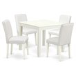 Pemberly Row 5-Piece Wood Dining Set with Parson Chairs in Linen White