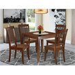 Pemberly Row 5-Piece Wood Dining Set with Slatted Chairs in Mahogany