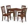 Pemberly Row 5-Piece Wood Dining Set with Slatted Chairs in Mahogany