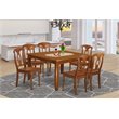 Pemberly Row 7-Piece Wood Dining Set in Saddle Brown Finish with Extension