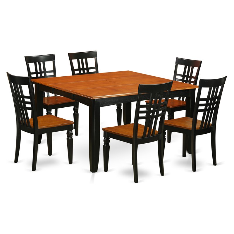 Pemberly Row 7-Piece Dining Set with Black and Cherry Finish