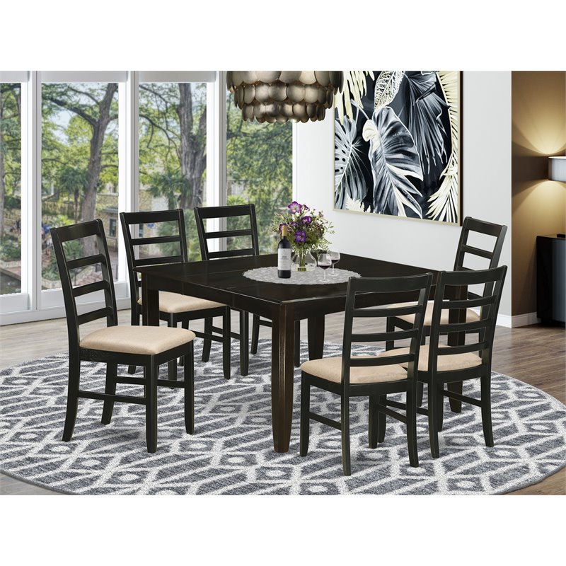 Pemberly Row 7-Piece Wood Dining Set with Square Table in Cappuccino