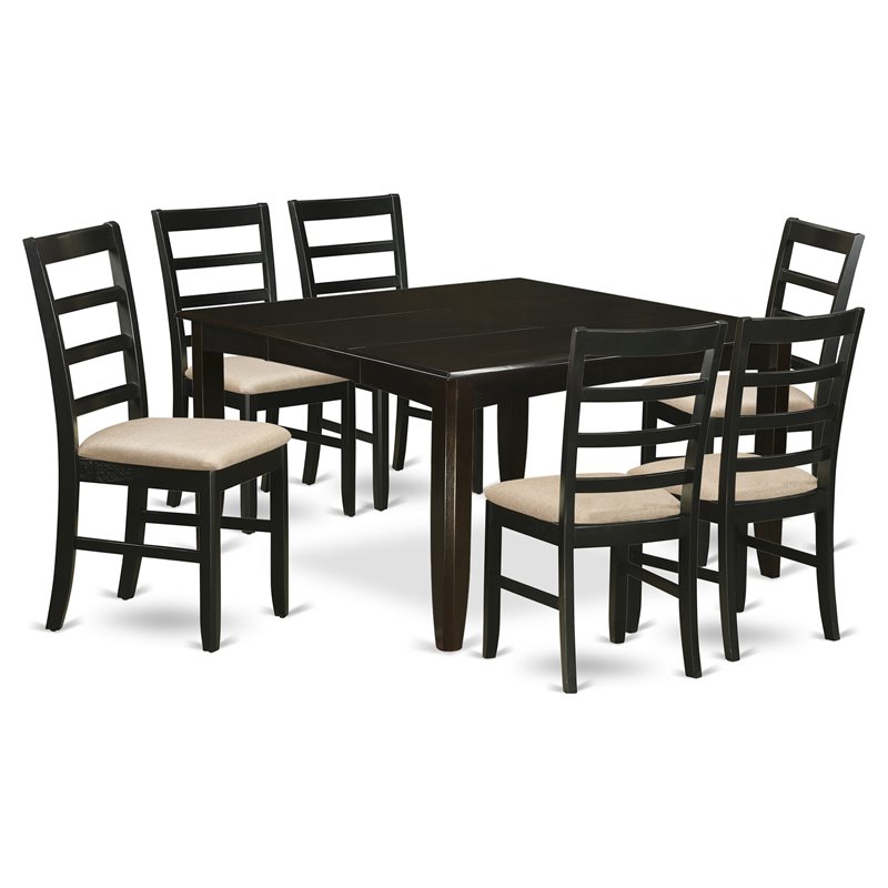 Pemberly Row 7-Piece Wood Dining Set with Square Table in Cappuccino