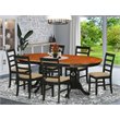 Pemberly Row 7-Piece Wood Kitchen Table Set with Cherry Finish and Black Base