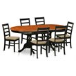Pemberly Row 7-Piece Wood Kitchen Table Set with Cherry Finish and Black Base