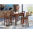 Pemberly Row 5-Piece Traditional Wood Dining Table Set in Brown