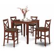 Pemberly Row 5-Piece Traditional Wood Dining Table Set in Brown