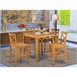 Pemberly Row 5-Piece Traditional Wood Dining Table Set in Oak
