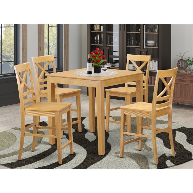 Pemberly Row 5-Piece Wood Dining Table Set with Oak Finish