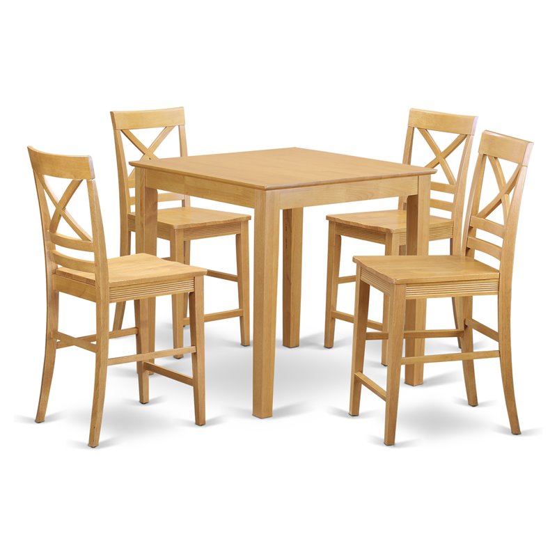 Pemberly Row 5-Piece Wood Dining Table Set with Oak Finish
