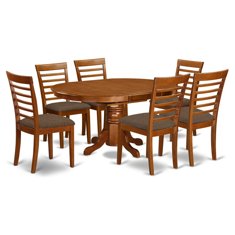 Pemberly Row 7-Piece Wood Dining Set with Saddle Brown Finish