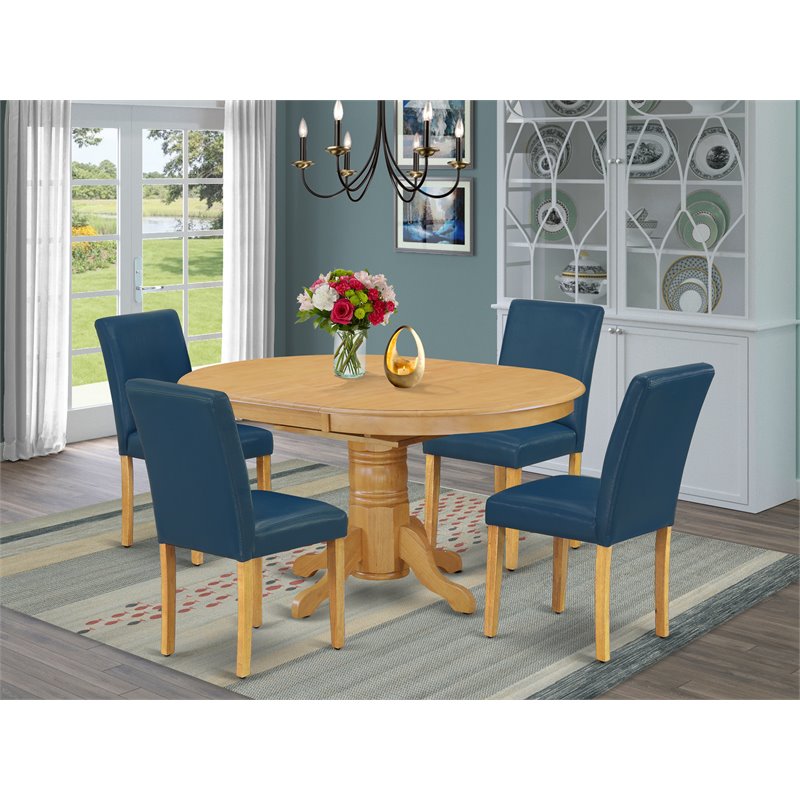Pemberly Row 5-Piece Oak & Oasis Dining Set with Oval Table