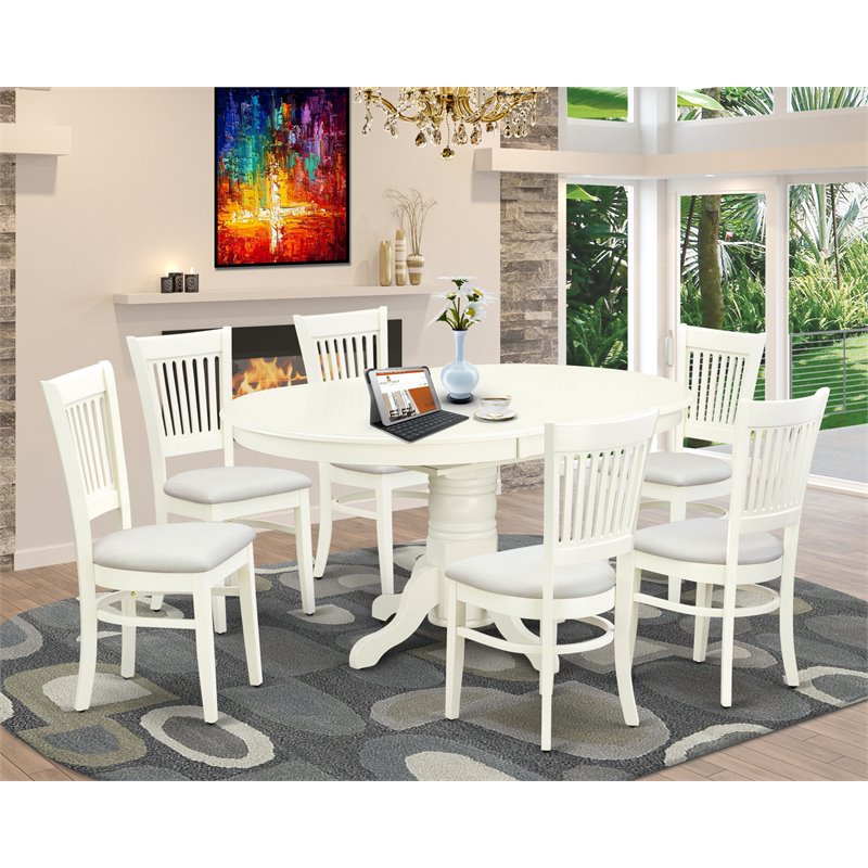 Pemberly Row 7-Piece Elegant Dining Set in Linen White Finish
