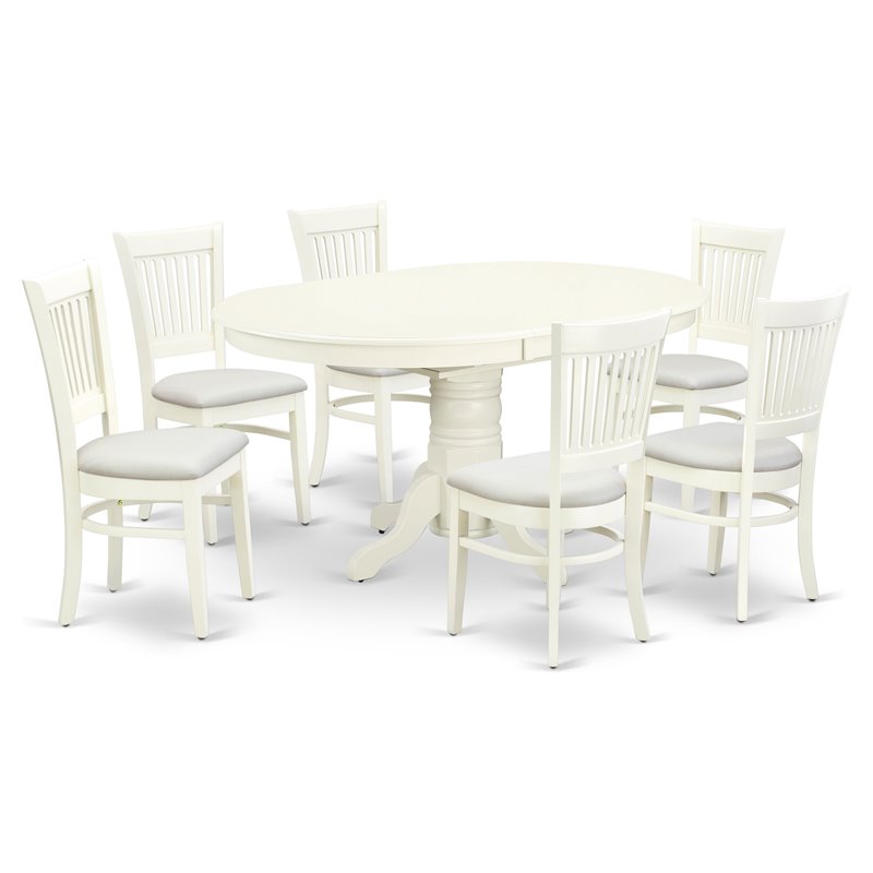 Pemberly Row 7-Piece Elegant Dining Set in Linen White Finish