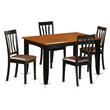 Pemberly Row 5-Piece Dining Set Square Table with Leather Seat Chairs