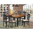 Pemberly Row 7-Piece Wood Dining Set with Linen Seats in Black/Cherry