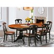 Pemberly Row 7-Piece Dining Table Set in Black & Cherry with Expansion Leaf