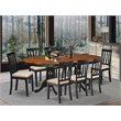 Pemberly Row 9-Piece Wood Dining Set with Linen Seats in Black Finish