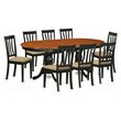 Pemberly Row 9-Piece Wood Dining Set with Linen Seats in Black Finish