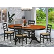 Pemberly Row 5-Piece Wood Dining Table Set with Linen Seats in Black/Cherry