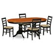 Pemberly Row 5-Piece Wood Dining Table Set with Linen Seats in Black/Cherry