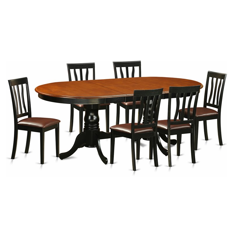 Pemberly Row 7-Piece Dining Set with Faux Leather Seats in Cherry
