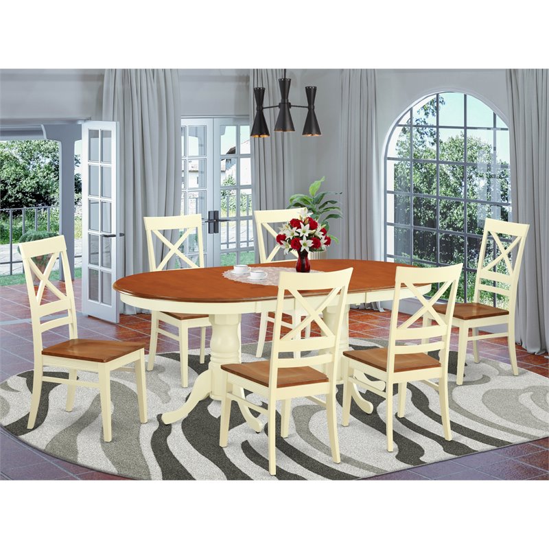 Pemberly Row 7-Piece Wood Dining Set in Buttermilk & Cherry