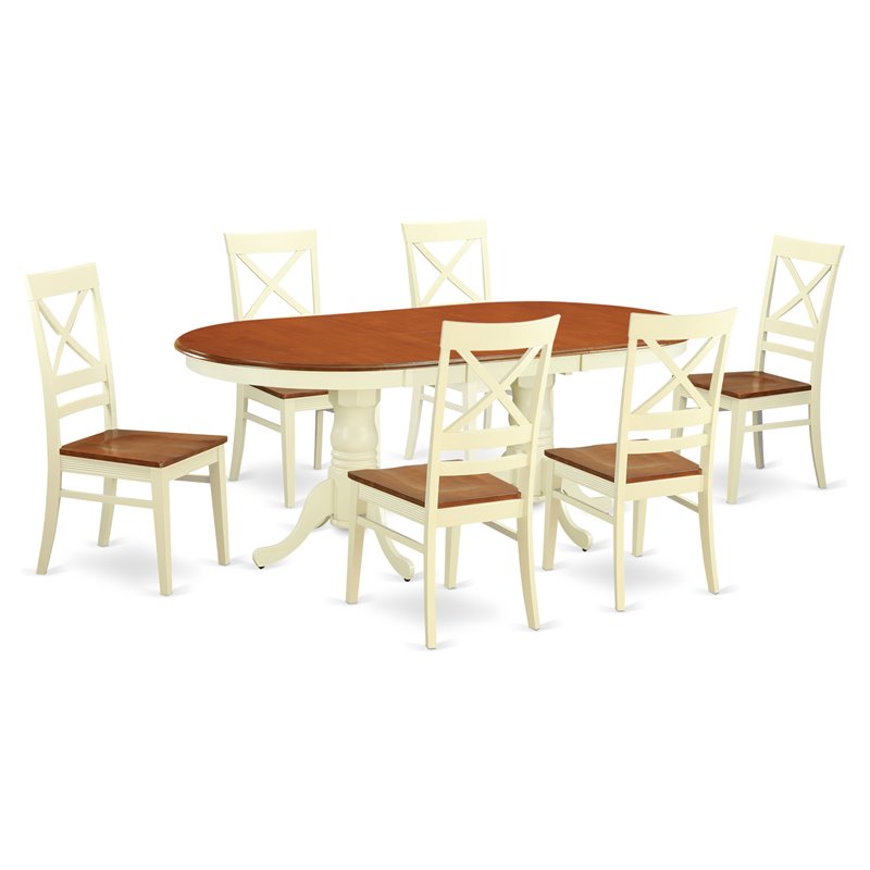 Pemberly Row 7-Piece Wood Dining Set in Buttermilk & Cherry